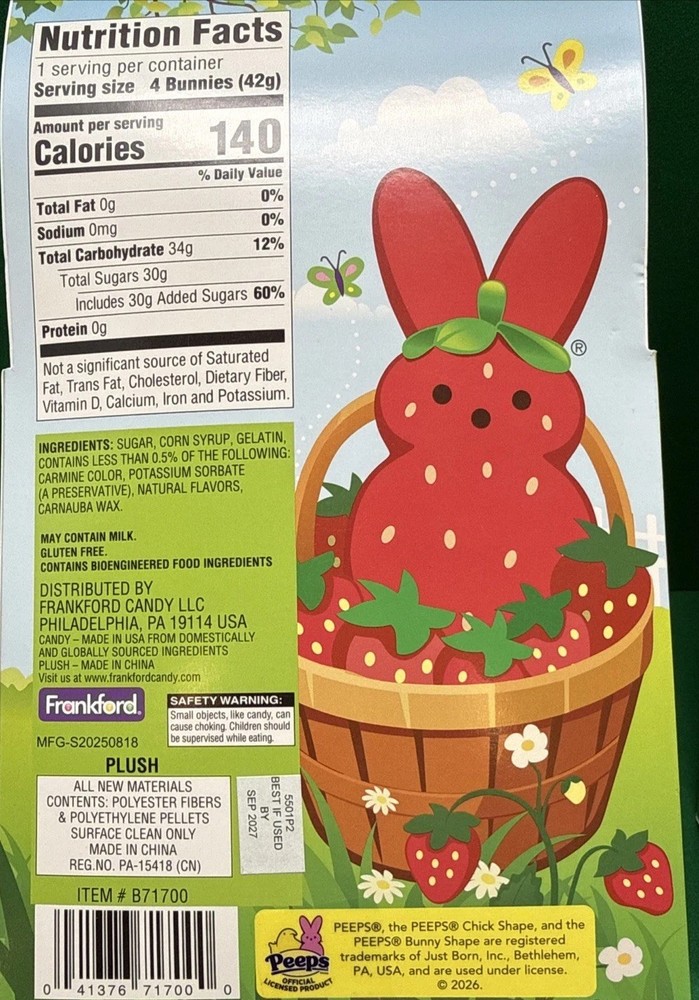 PEEPS Easter Candy With Strawberry Plush Peep/Gift Set/ New