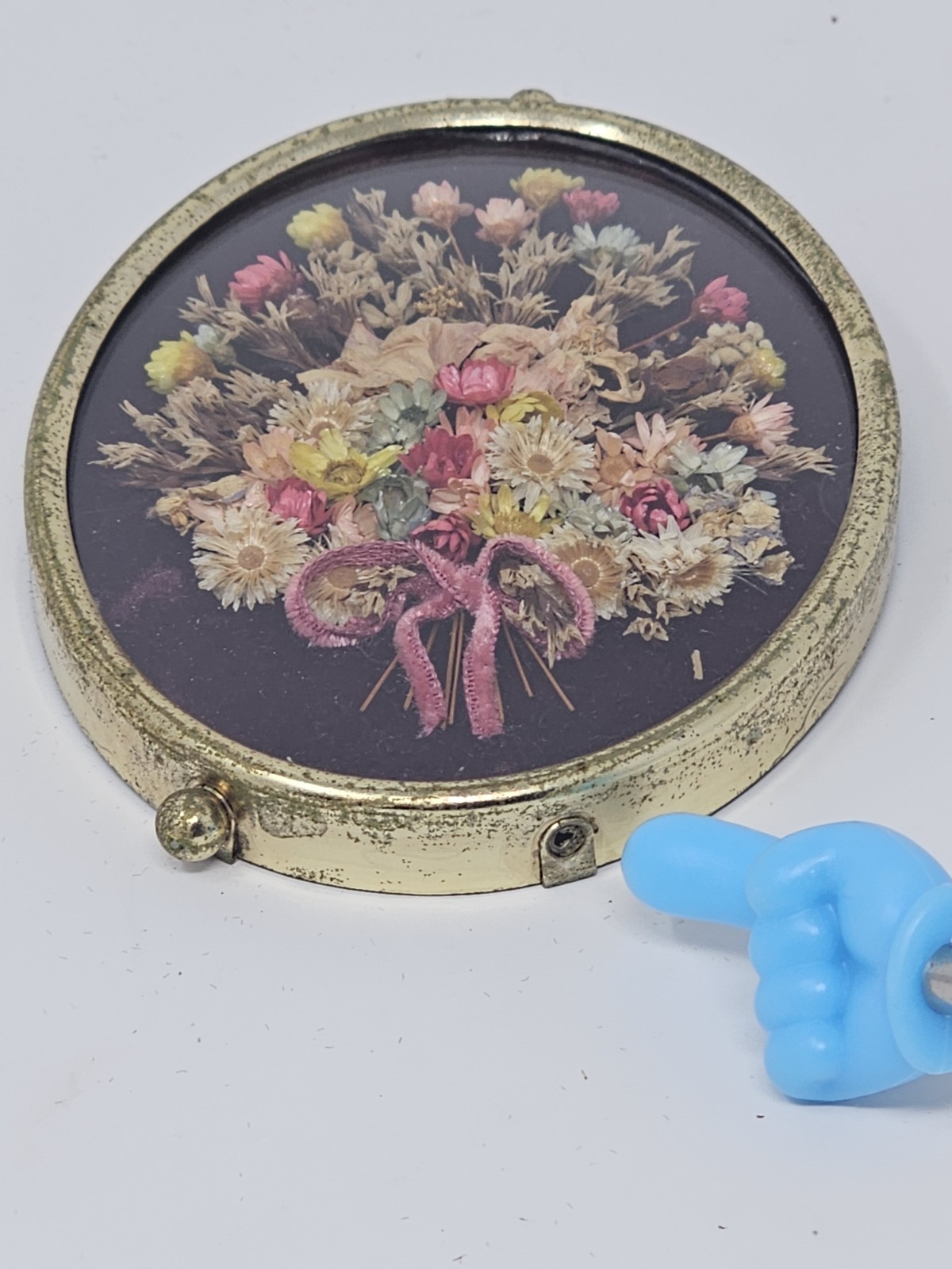 Vintage Framed Dried Flowers Oval Glass Cottagecore Art