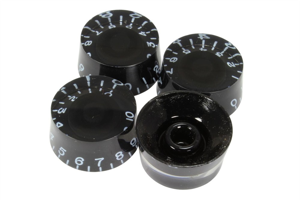Black Speed Knobs 4pk for Epiphone and import guitars with coarse splines
