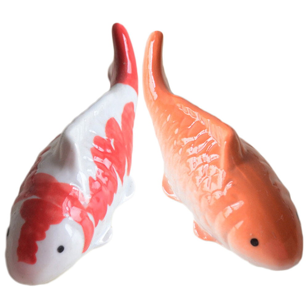 2Pcs Fish Decor Decorative Fish Ceramic Floating Fish Ceramic Fish Crafts