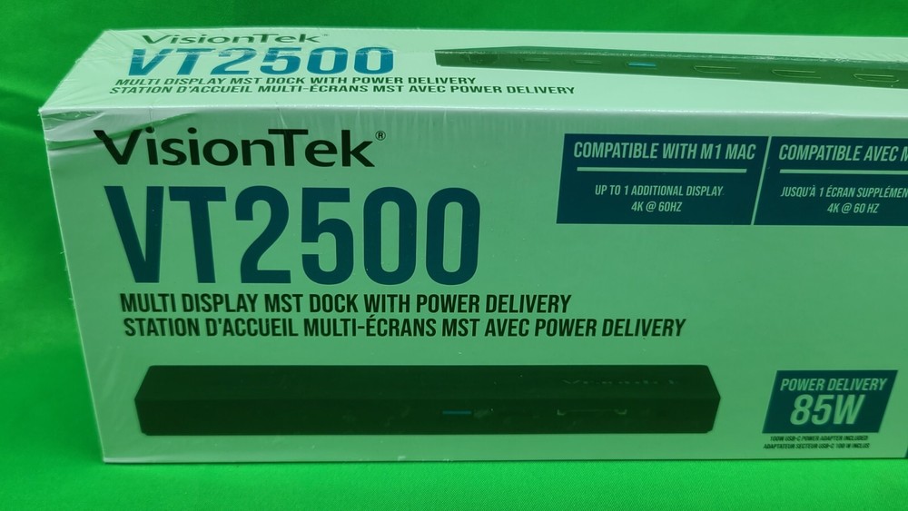 NEW SEALED VisionTek VT2500 Multi Display Docking Station 85 Watts Black