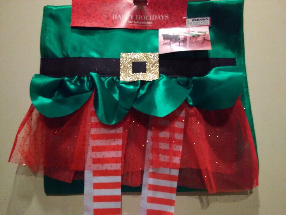 Happy Holidays Elf Legs Table Runner Design