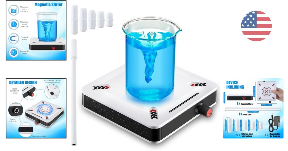 Efficient 3000 RPM Magnetic Stirring Kit with 5 Bars - Lab Essentials