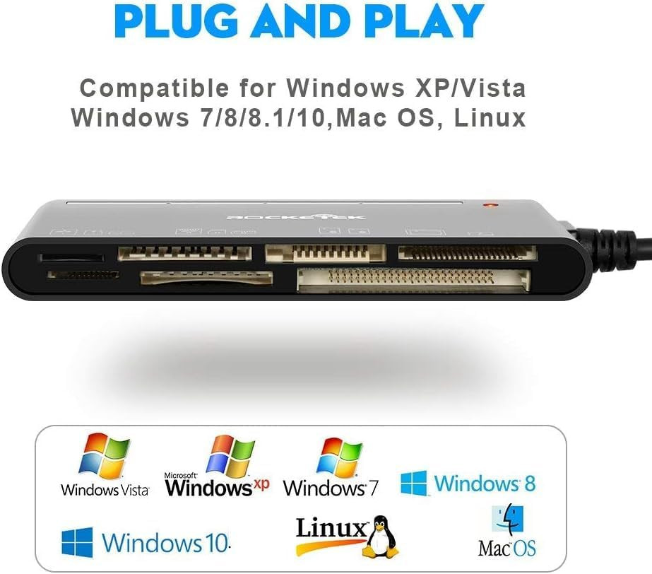 USB 3.0 SD Card Reader, 7-In-1 Multi Memory Card Reader for SD SDXC SDHC Micro S