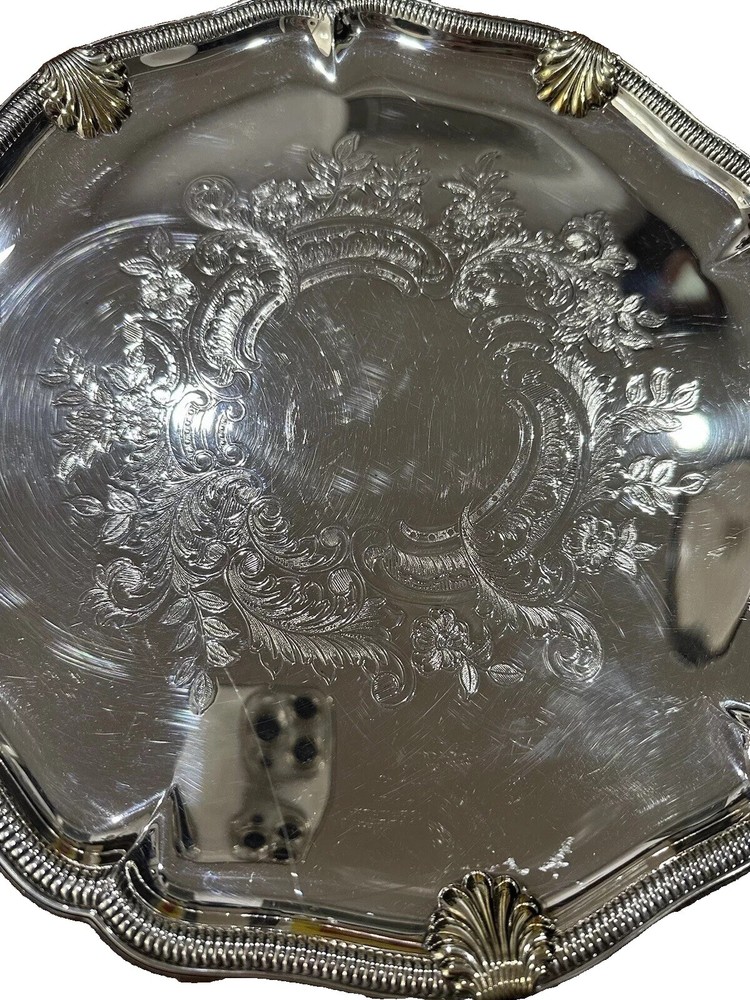 Gorham Vintage Silver Platter With Etching Details