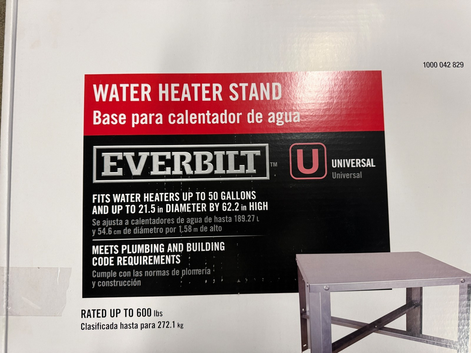 Everbilt Water Heater Stand, 21.5"Wx21.5"Lx16"H, Holds up to 50 Gal