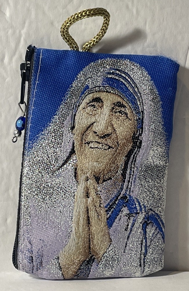 Mother Teresa Rosary Pouch Zip 4.25 X 3”