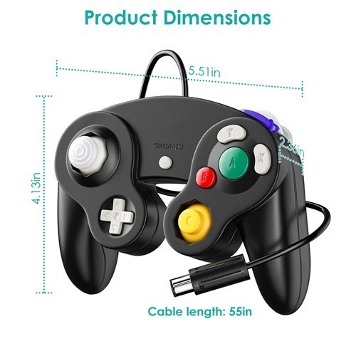 Black Game Controller Gamepad Replacement for Nintendo GameCube NGC Wii