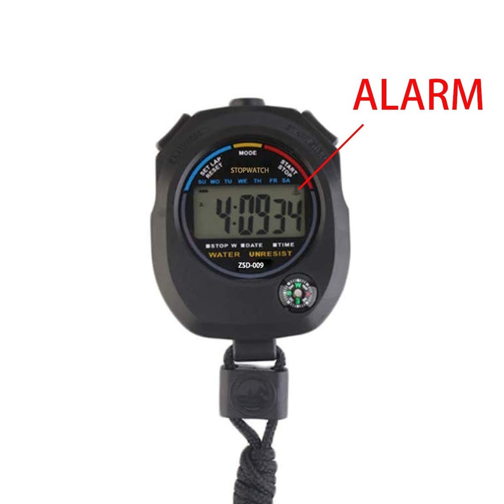 6 Pack Multi-Function Electronic Digital Sport Stopwatch Timer, Large Black