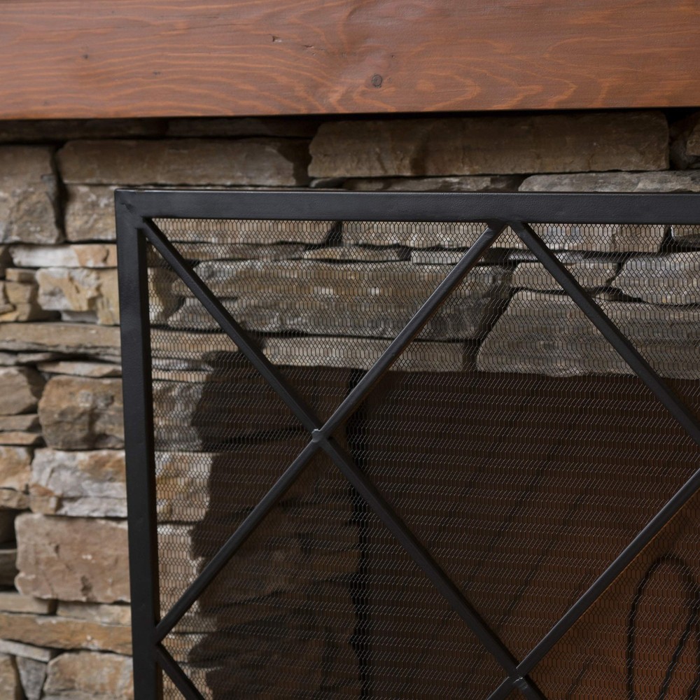Christopher Knight Home Howell Single Panel Iron Fireplace Screen, Black