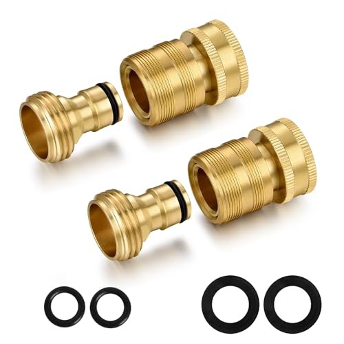 Garden Hose Quick Connect Solid Brass 3/4 inch GHT Internal Thread 2Set