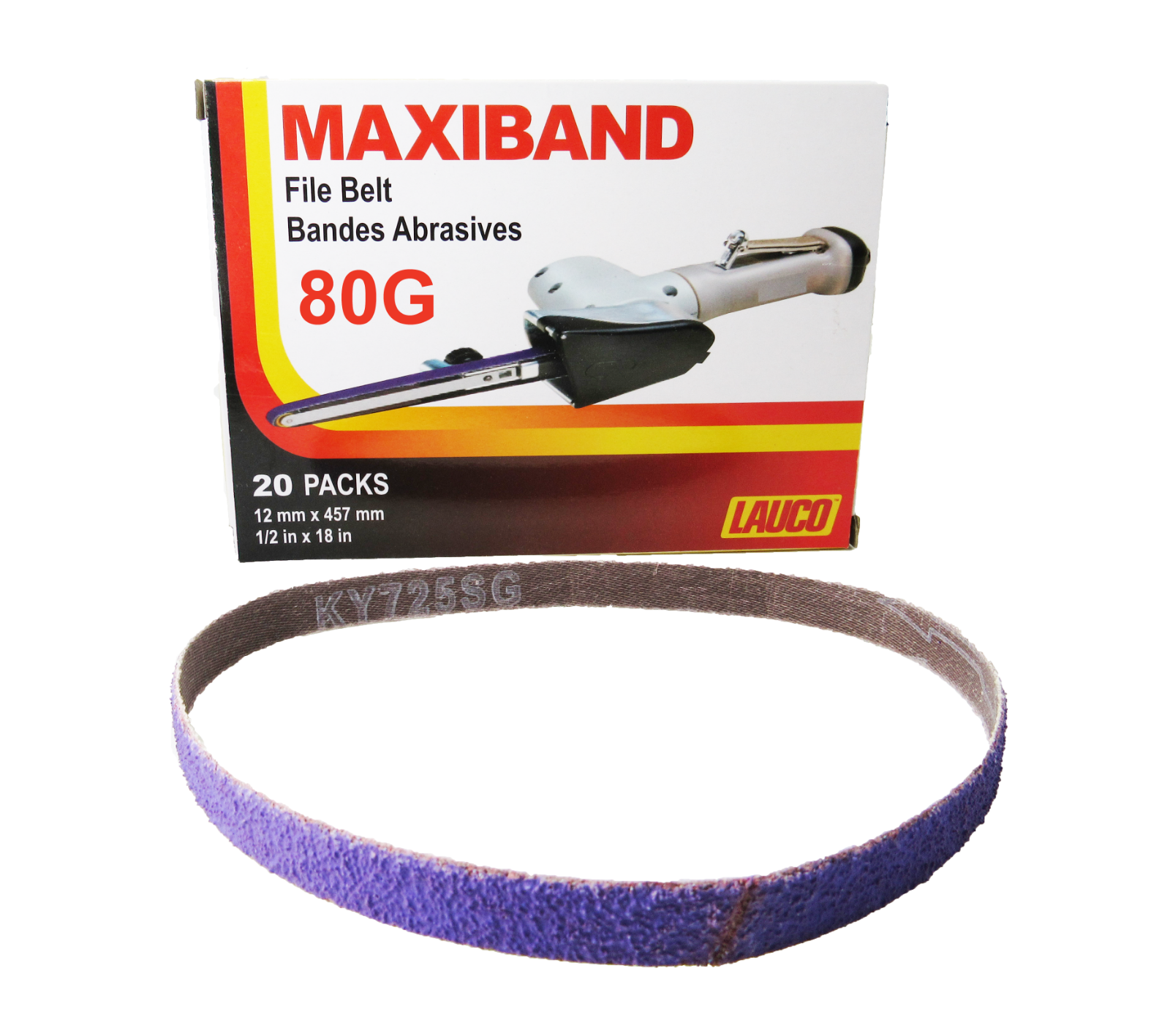 Purple File Sanding Belt Abrasive 1/2 in x 18 IN- Pack of 20 - GRIT 80
