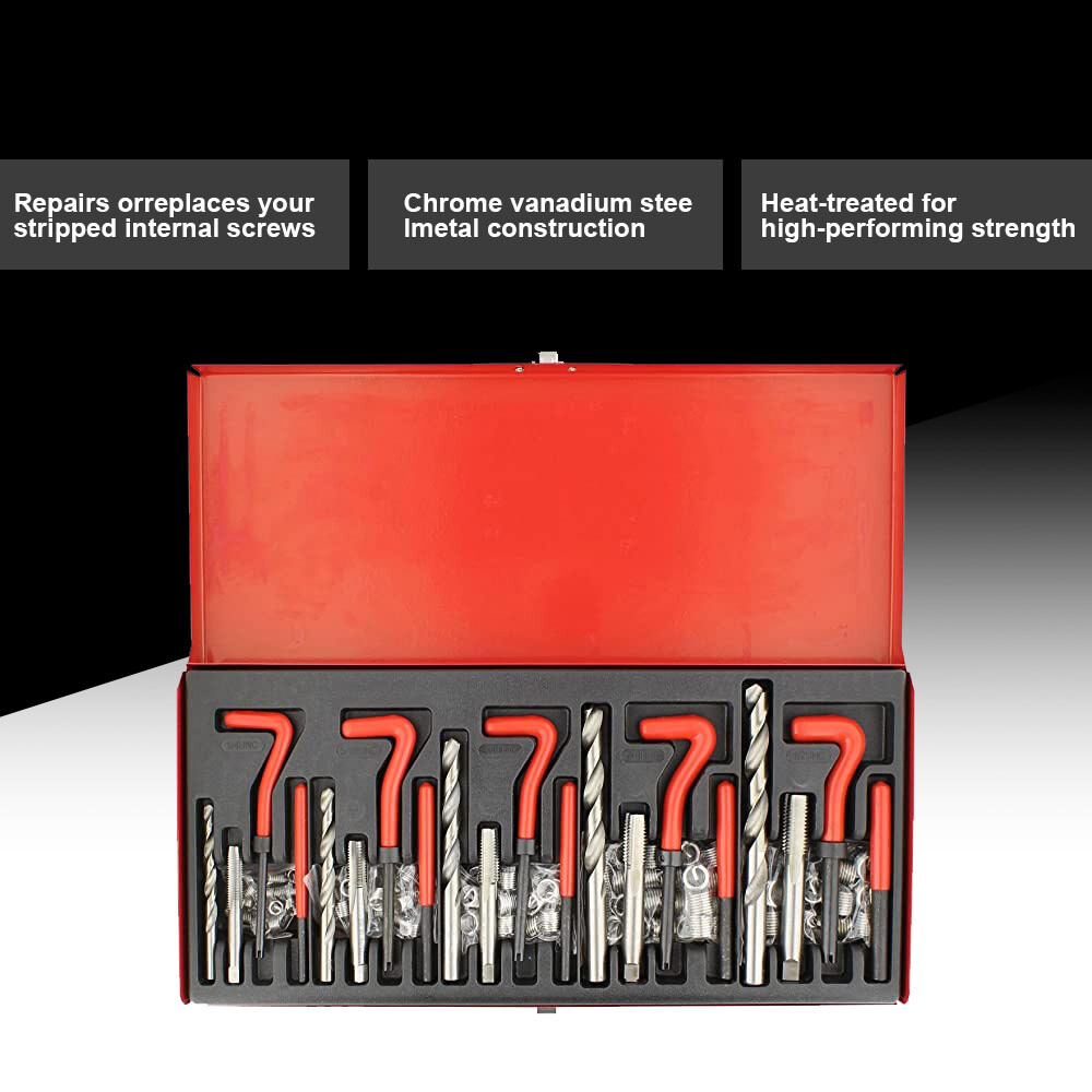 M5 M6 M8 M10 M12 Helicoil Thread Repair 131Pcs Kit & Metric Rethreading Tool Kit
