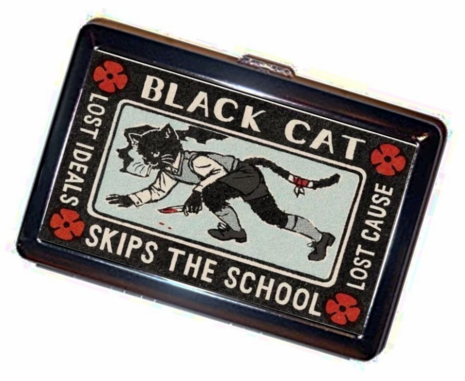 Retro BLACK CAT Skips School Case Handmade Classic