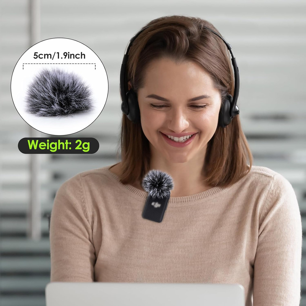 Furry Pop Filter Compatible with DJI MIC Wireless Lavalier Microphone, Windscree