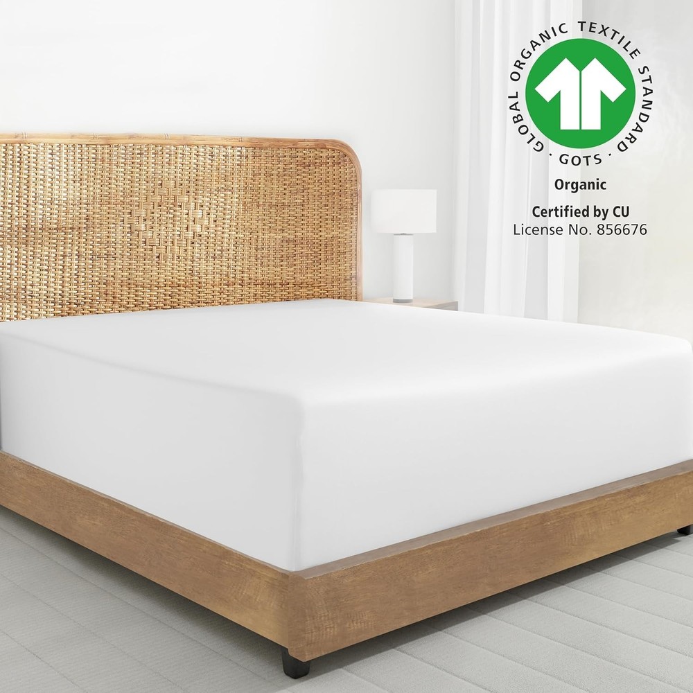 2-Pack Organic Cotton Twin Fitted Sheets - White