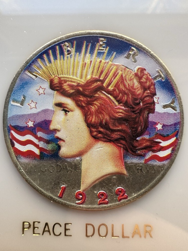 1922 $1 Silver Peace Dollar Colorized