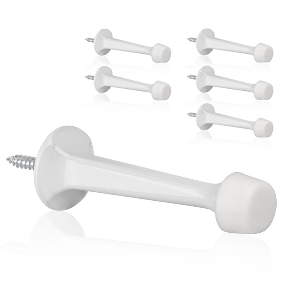 6 Pack Solid Rigid Door Stops - Heavy Duty Door Stoppers Wall Protector with ...