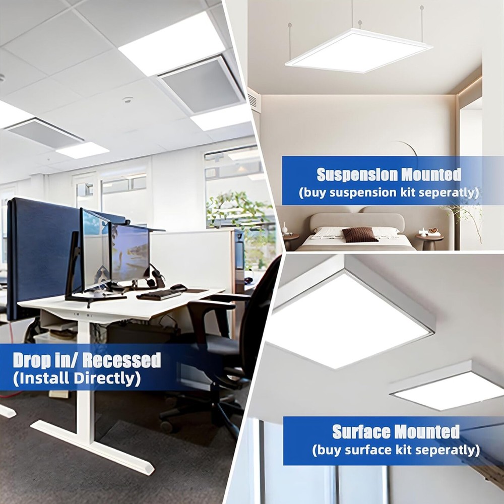 4 Pack 2X2 LED Panel for Drop-in Ceiling,45W 0-10V Dimmable Flat Backlit Fixture
