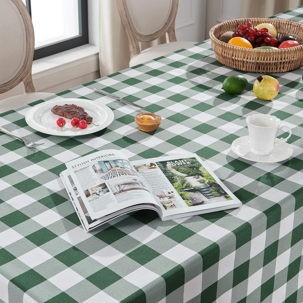 Spring Checkered Tablecloth Rectangle - Outdoor Waterproof Buffalo Plaid Tabl...