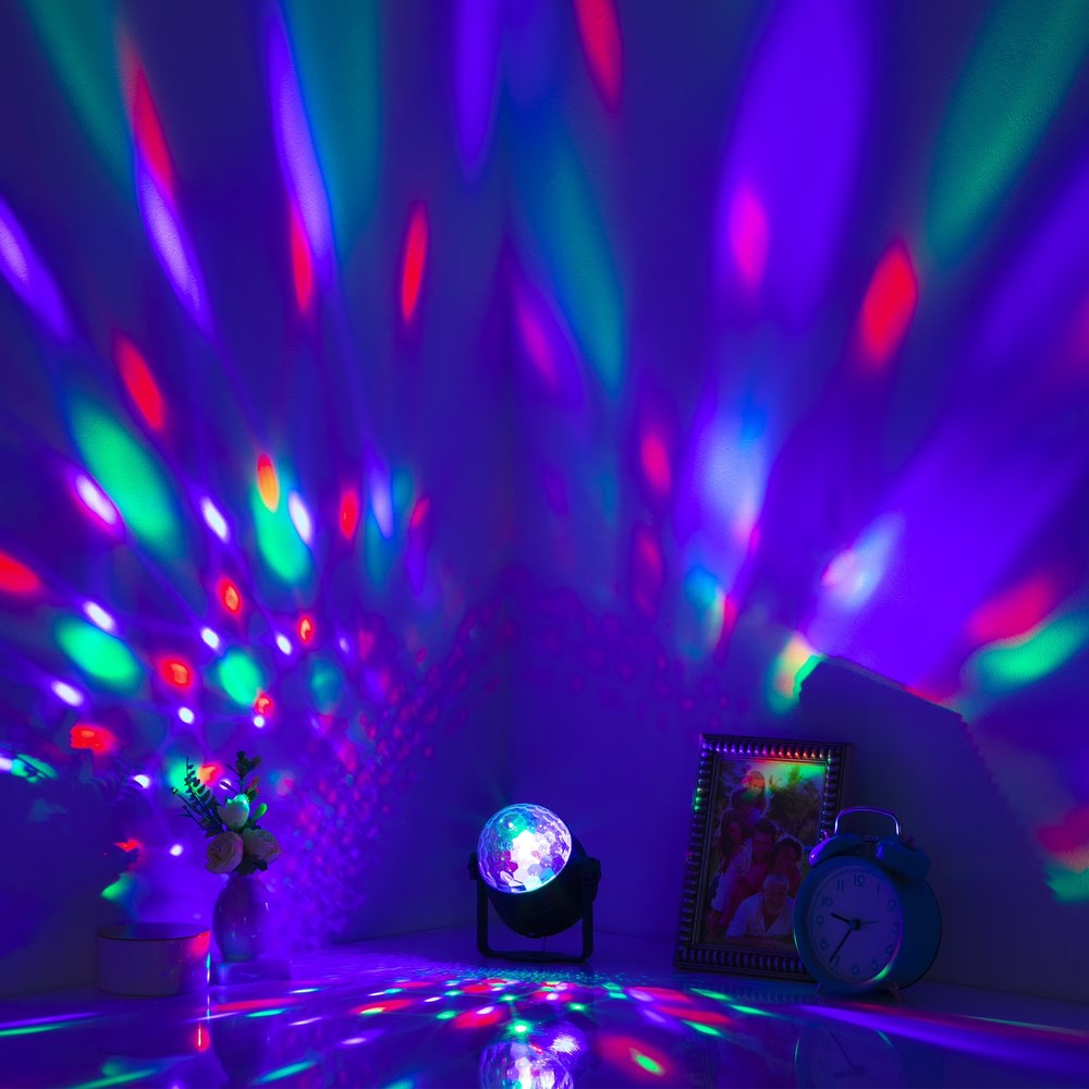 BrightSide Multicolor LED Disco Party Projector, Rotating Light Show,USB-Powered
