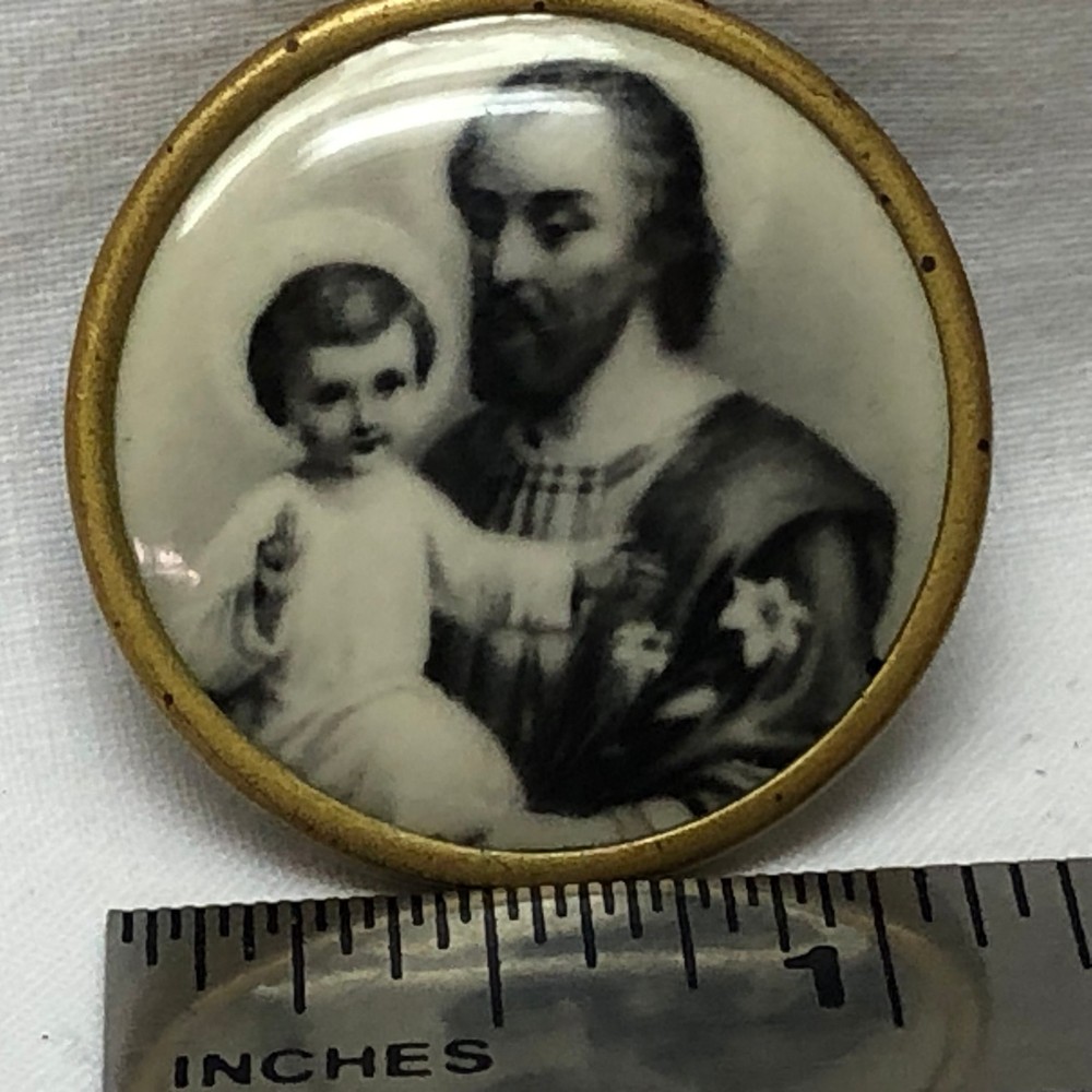Vintage Religious St Joseph Pin Back Button