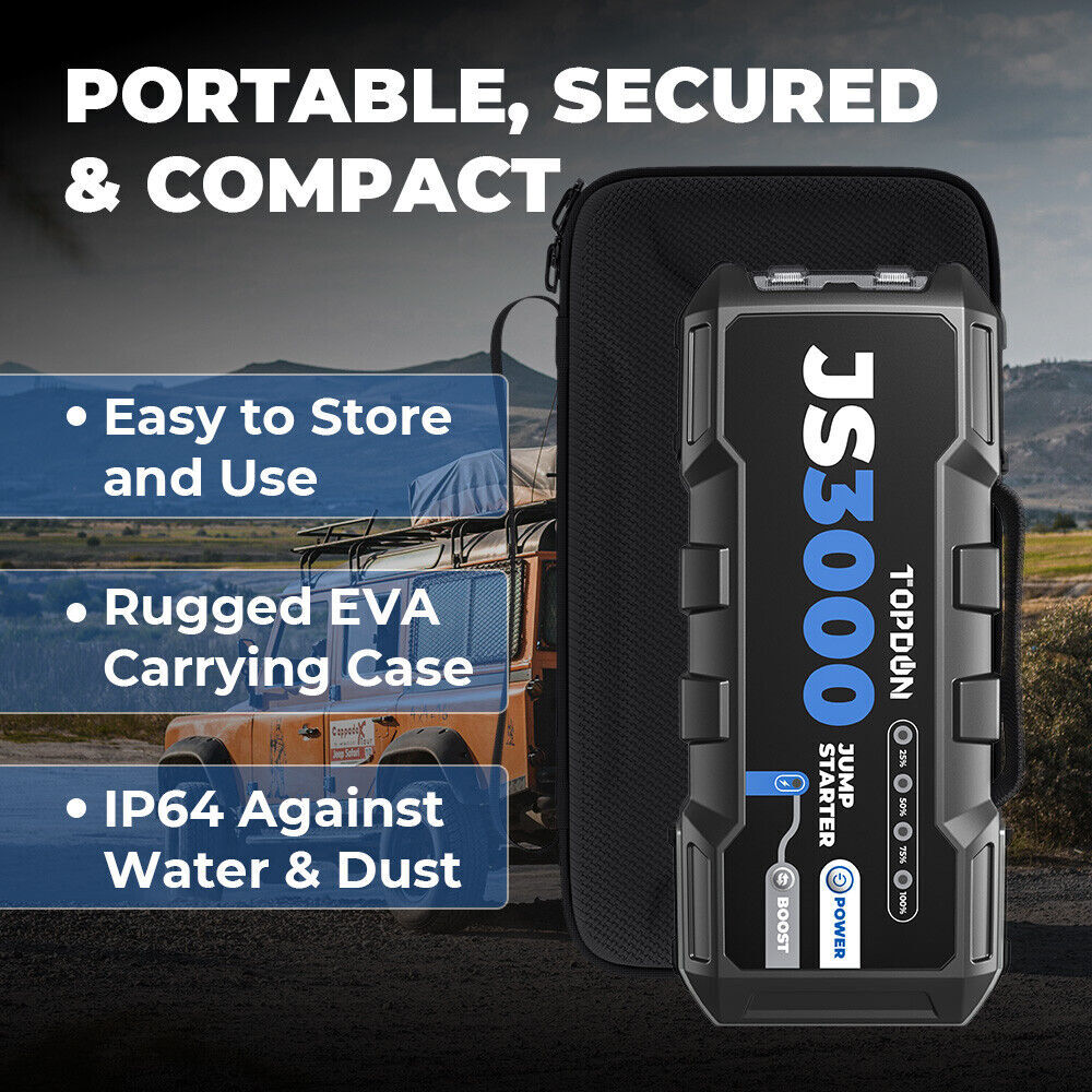TOPDON JS3000 Jump Starter 3000 Peak Amps 12 Volt Jumper Starter Battery Booster