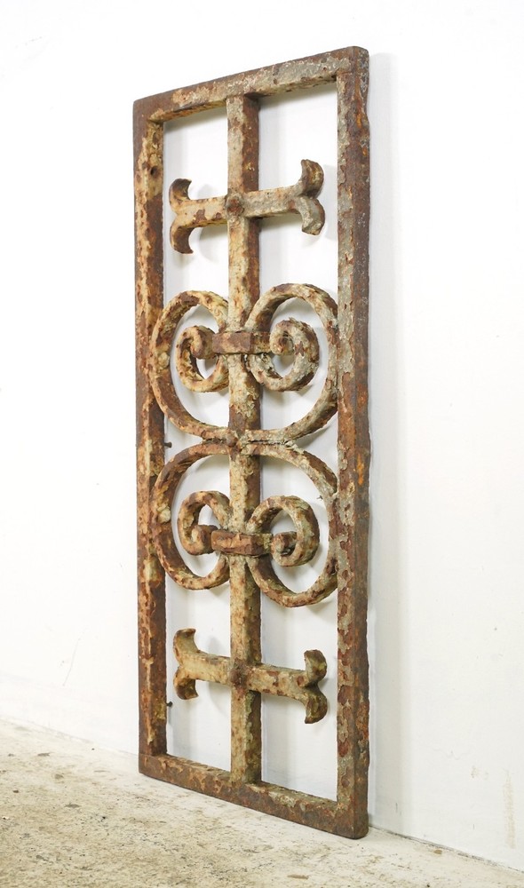 Vintage European Distressed Cast Iron Grill Panel