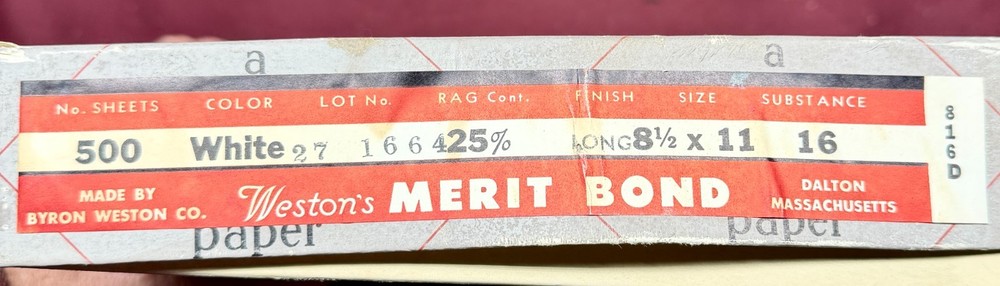 Weston Typewriter Paper