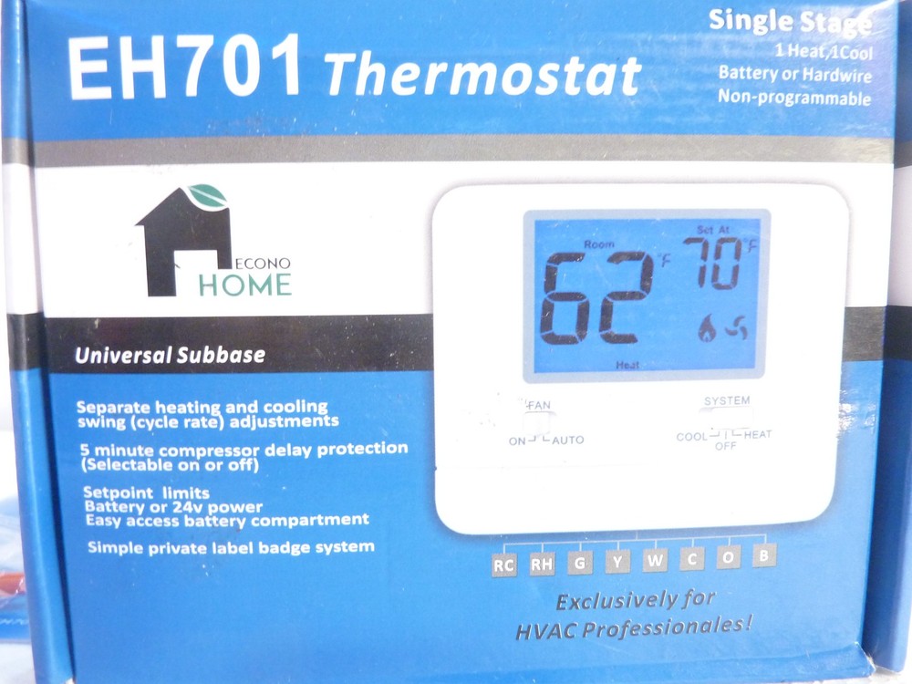 EconoHome EH701 Non-Programmable Thermostat - Heat & Cooling Control