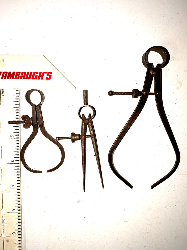 Vintage 2 Flat-Leg Spring Outside Caliper 1 Divider Compass