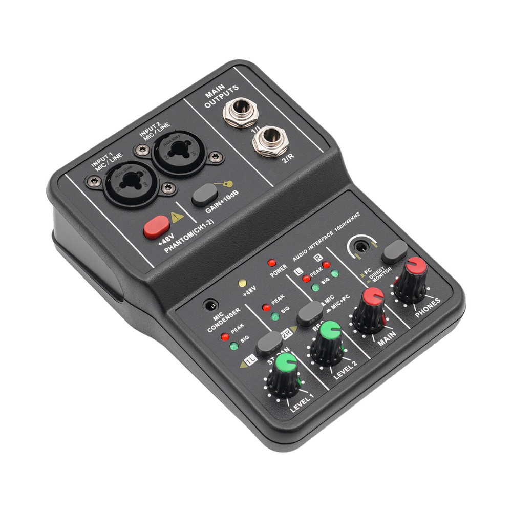 Pro Bluetooth Audio Mixer 4Channel USB DJ Sound Mixing Console Amplifier Studio