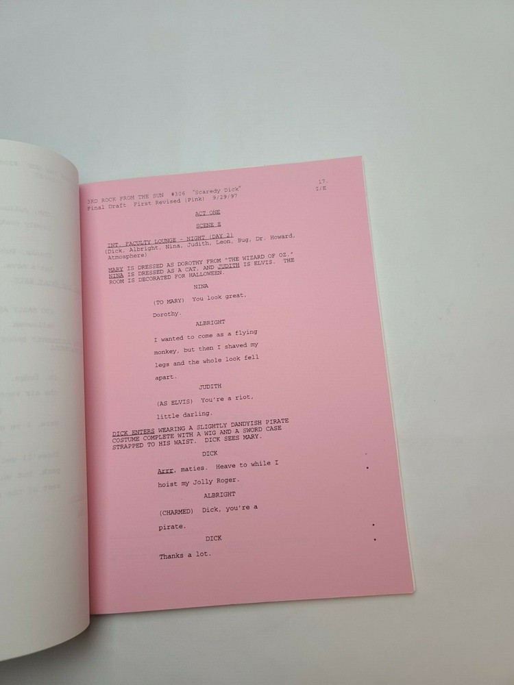 3RD ROCK FROM THE SUN / David Sacks 1997 TV Script, "Scaredy Dick"