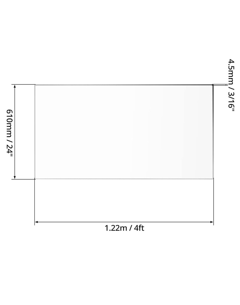 2PCS Clear Acrylic Sheets 24x48 Inch, 3/16” Thick, Cuttable UV Resistant Panel