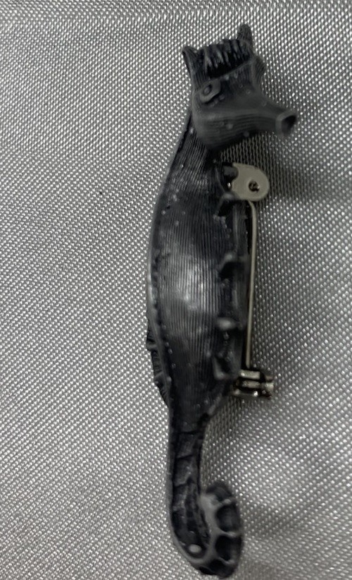 Seahorse Brooch Silver Tone Textured Marine Ocean Boat ship Beach