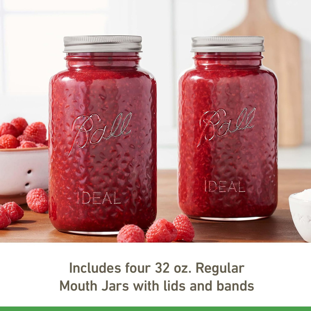 Jar Rose Vintage Regular Mouth Quart Canning Jars, 4-Pack, 4 Pack