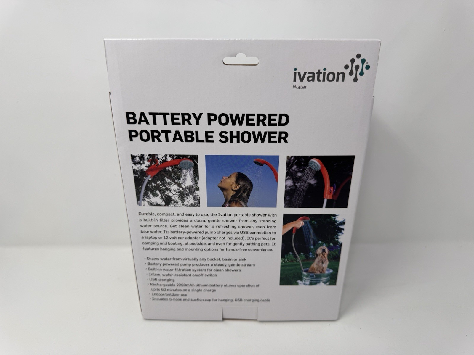 Ivation Battery Powered Portable Shower Camping Outdoor Pet Wash New