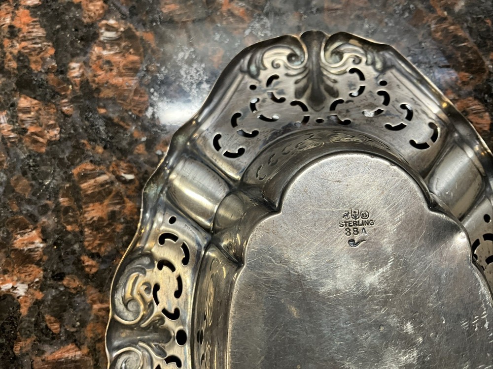 Art Nouveau Pierced Sterling Silver Candy Dish