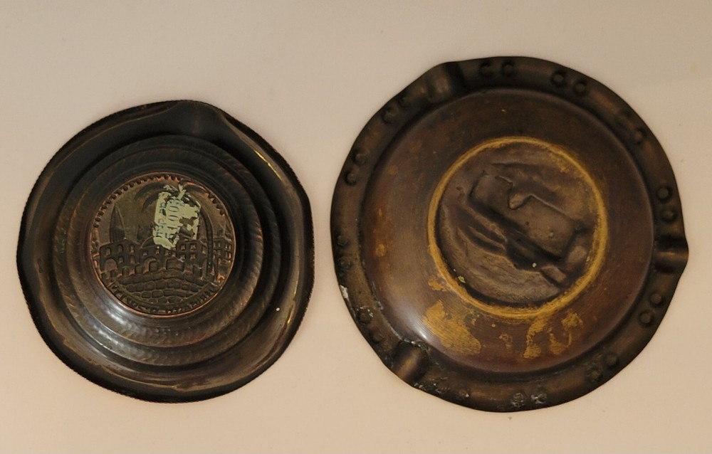 2 Metal Ashtrays Small