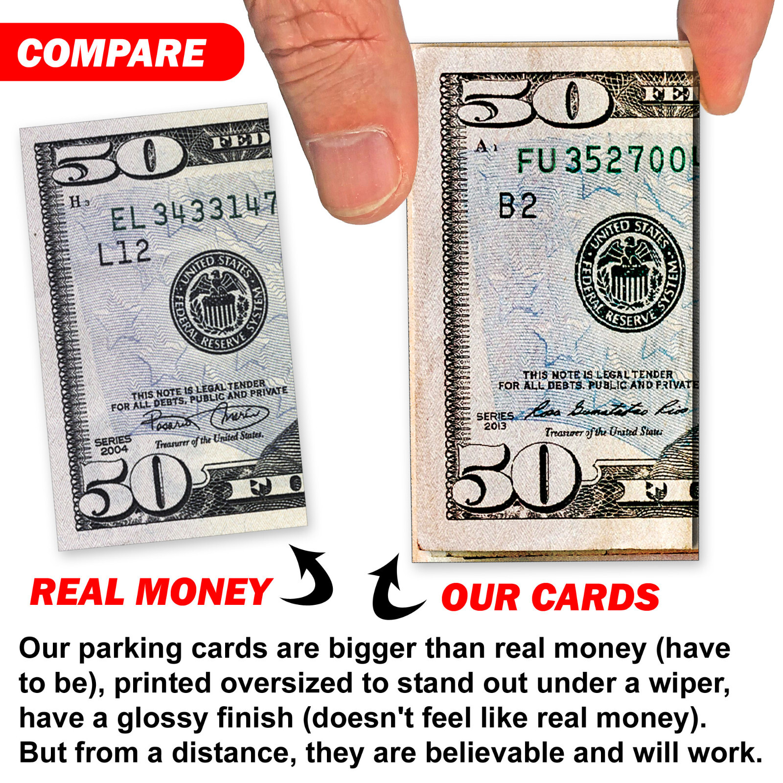 50 QTY Bad Parking Prank Cards Look Like Bills from a distance!