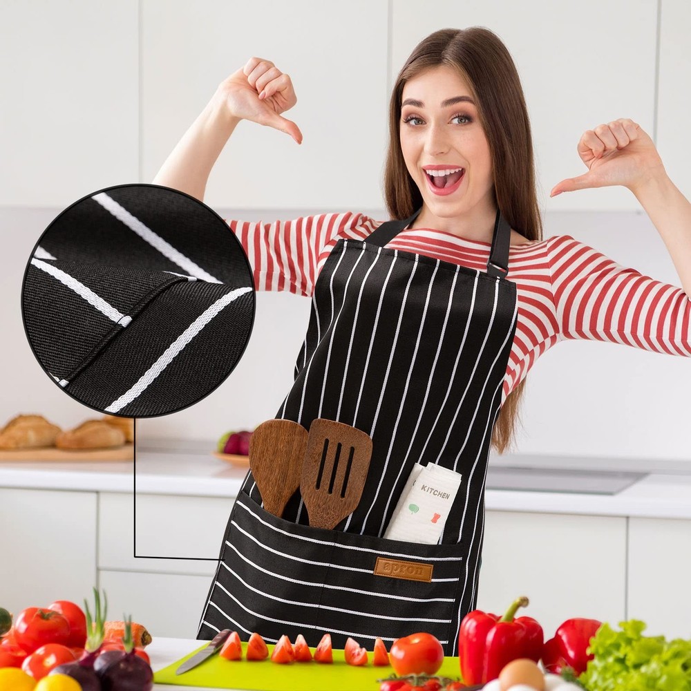 2 Pack Adjustable Bib Apron with 2 Pockets Chef Cooking Kitchen Restaurant Ap...