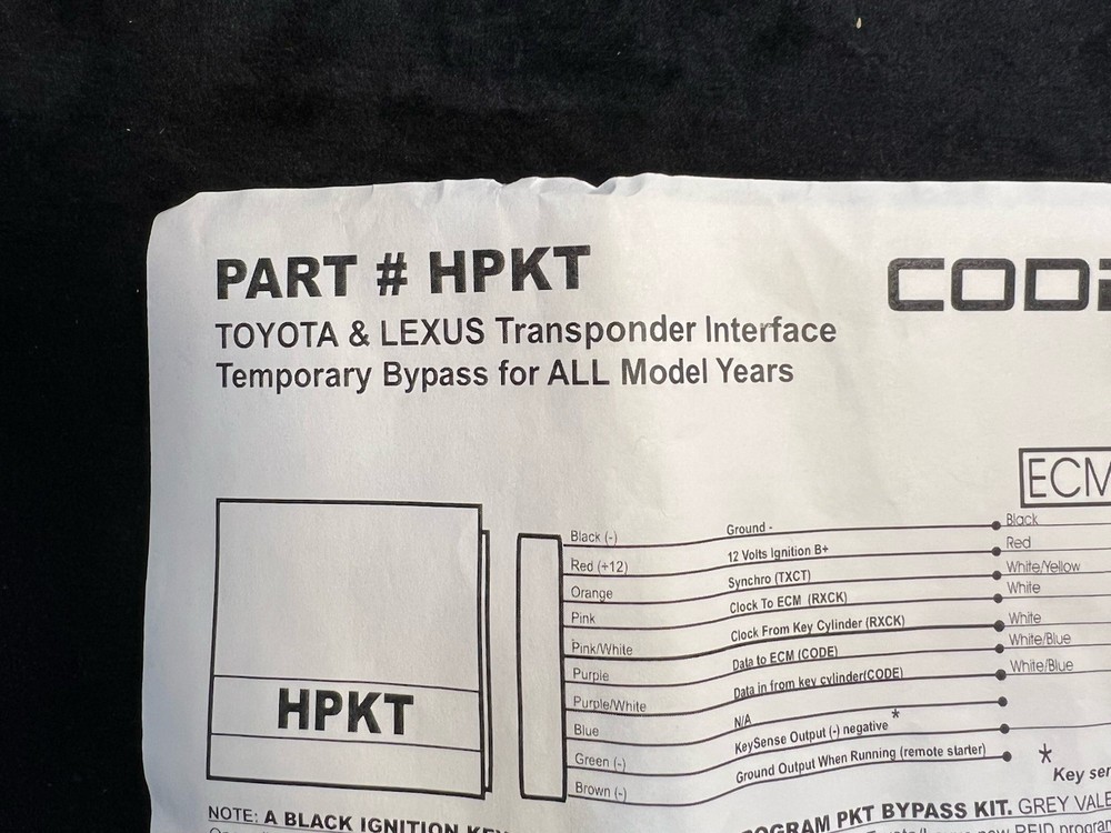 Code Alarm HPKT Transponder Interface Temp Bypass Toyota & Lexus All Model Years