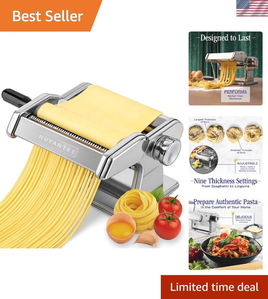 Pasta Maker with 7 Adjustable Thickness Settings - 2 in 1 Noodle Maker with R...