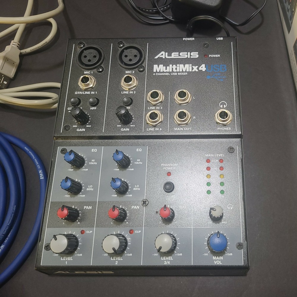 Alesis MultiMix 4 USB 4 Channel Mixer Interface Mic Line Mixing