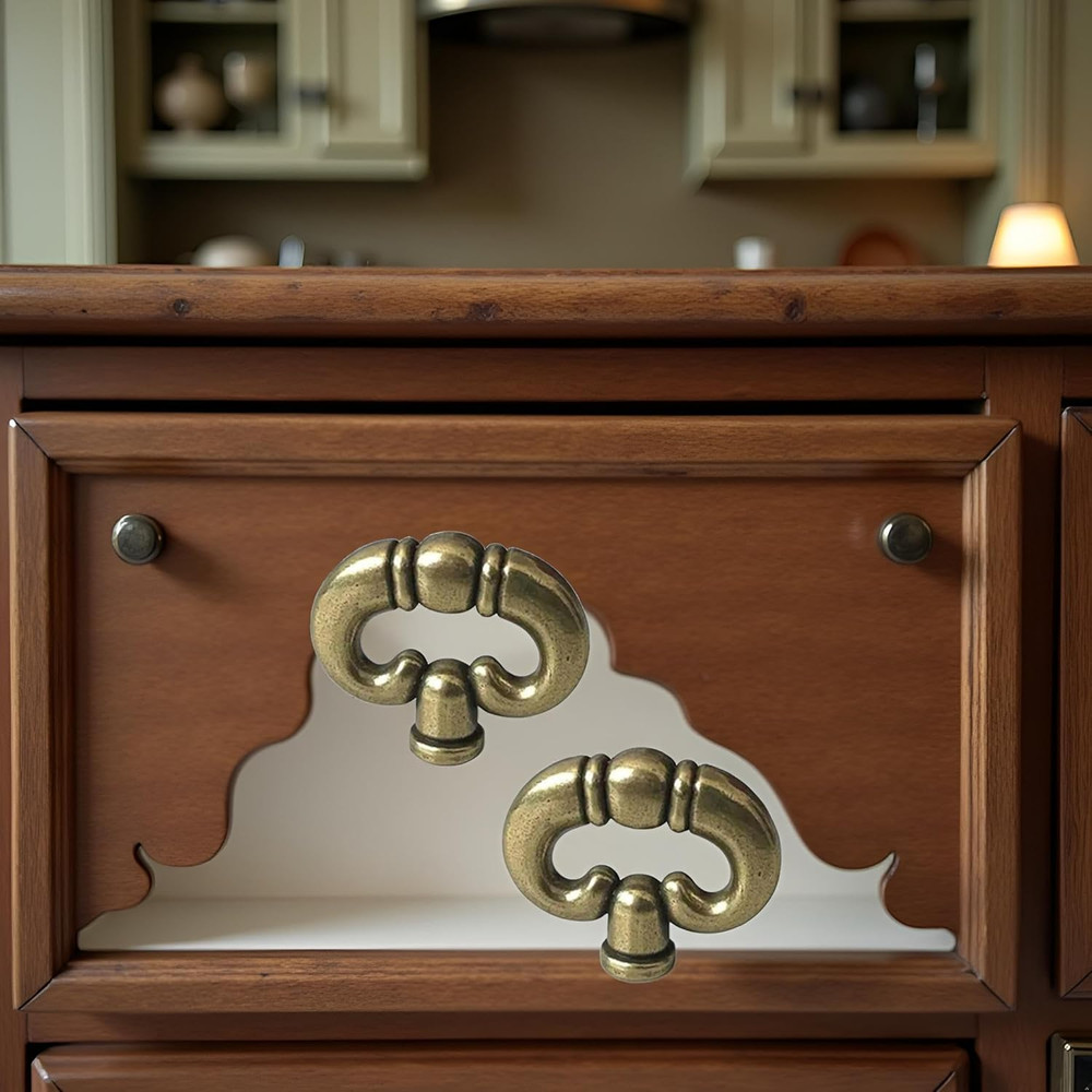 2Pcs Antique Bronze Drawer Knobs Ring Pull Vintage Cabinet Dresser Hardware