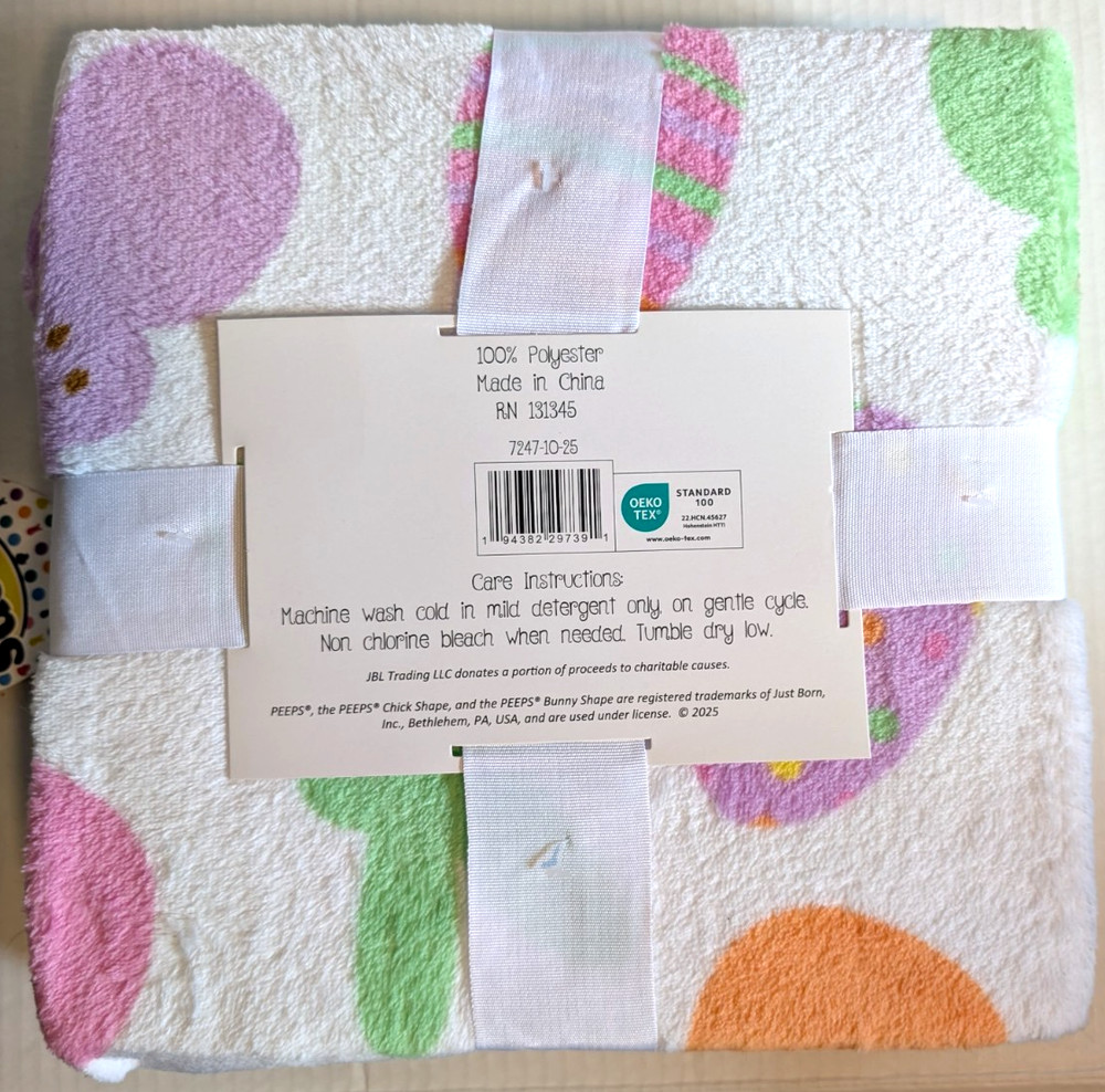 Peeps Easter Bunny Eggs Chicks Plush Throw Blanket 50" x 60" - New