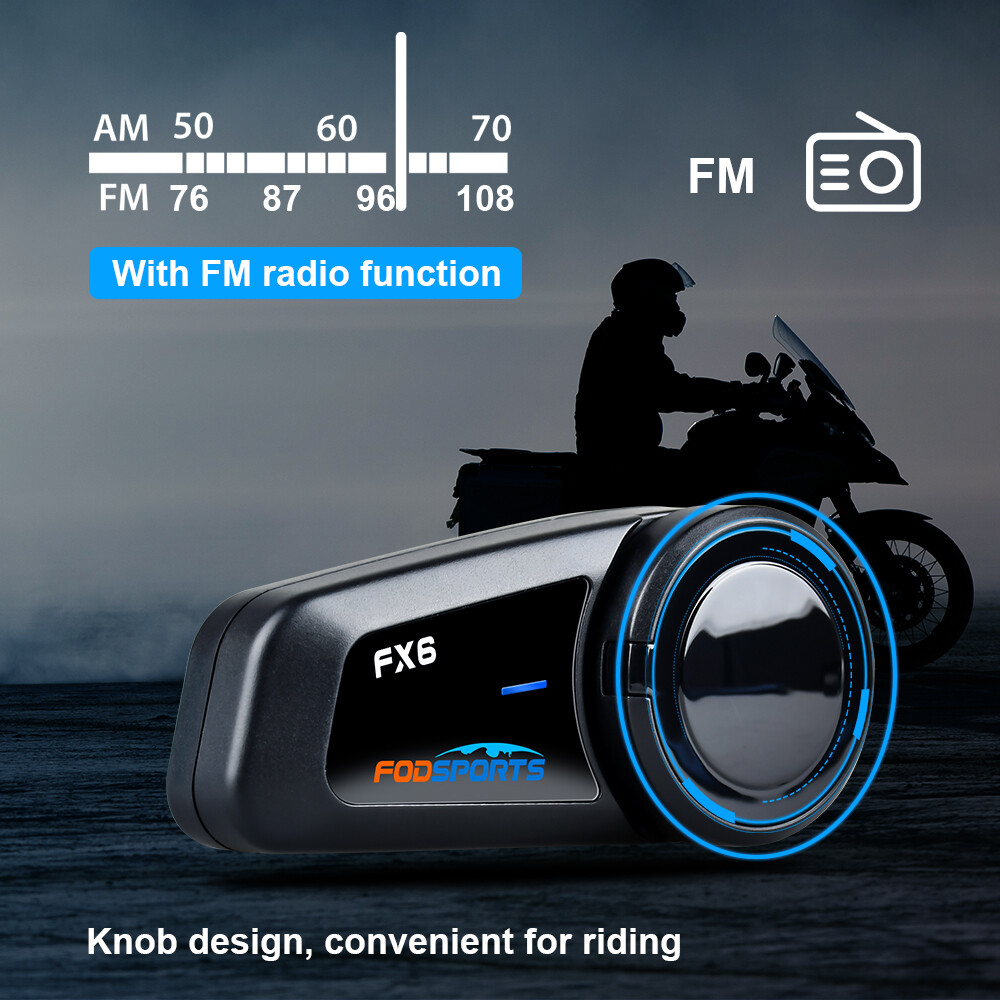 4x FX6 Motorcycle Bluetooth Headset Helmet Intercom 6 Riders Group Communication