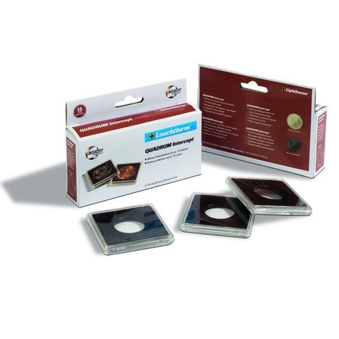 6 Pack Lighthouse 23mm Quadrum Intercept Square Snaplock Coin Holders