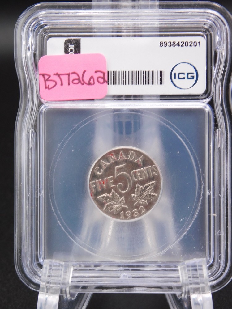 1932 CANADA FIVE CENT ICG GRADED MS63 (BT1262)