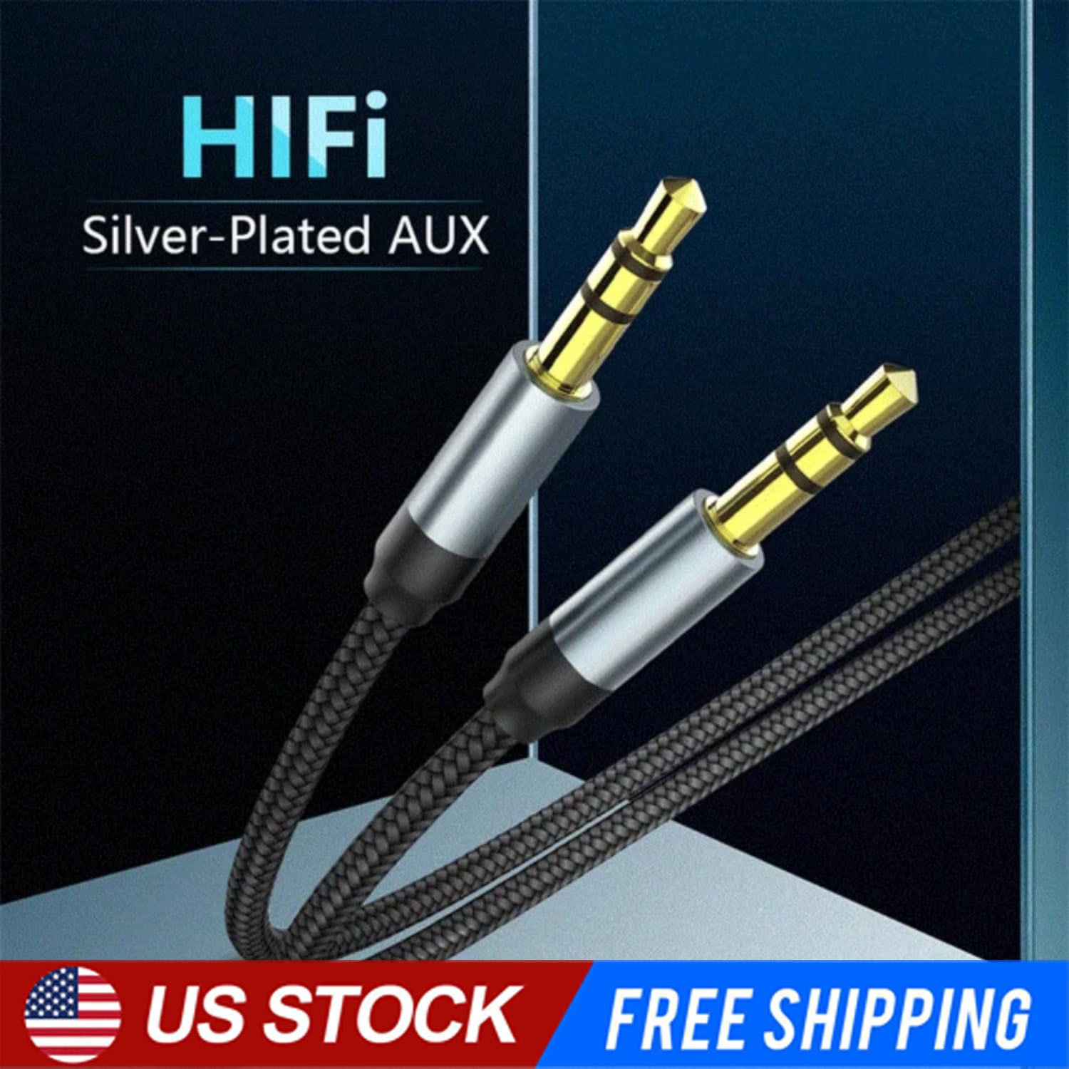 6FT 3.5mm AUX Audio Nylon Braided Cord Cable PC iPod Car Phone headphone more
